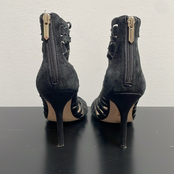 Sam Edelman Black Suede High-Heeled Gladiator Sandal 6.5 Lace Up Back Zipper - Picture 6 of 12